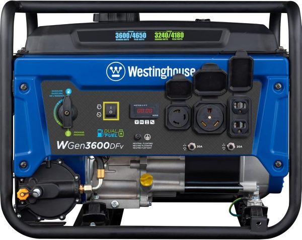 Westinghouse 4650 Peak Watt Dual Fuel Portable Generator, RV Ready 30A Outlet, Gas & Propane Powered